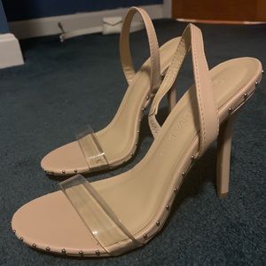 NWOT Transparent Nude Heels with Studded Detailing